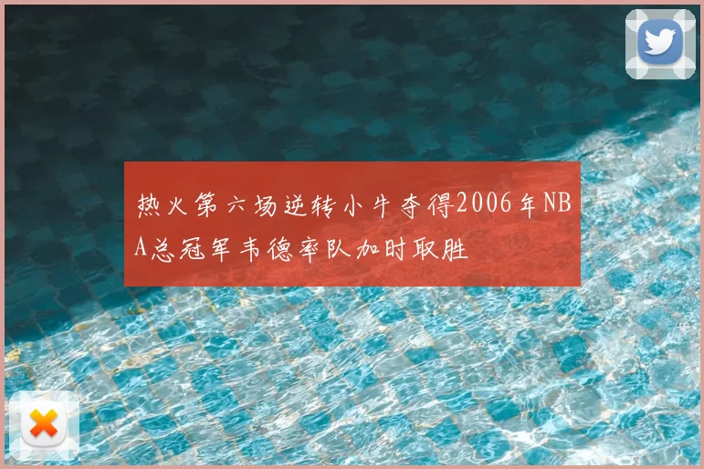 热火第六场逆转小牛夺得2006年NBA总冠军韦德率队加时取胜